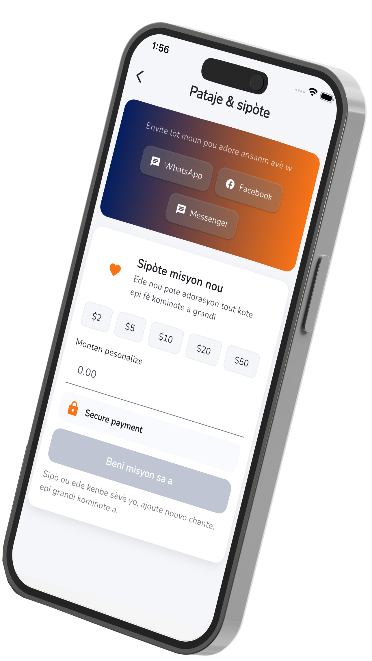 Écran de l'application : Partager des chants